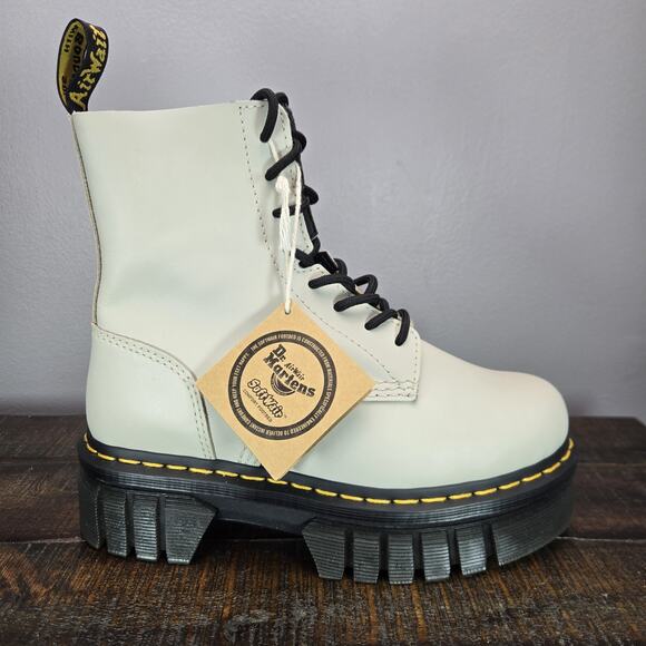 NEW Dr Martens Audrick 8 Eye Boot Womens Size 7 Lace Up Platform Boots Gray - Picture 5 of 12